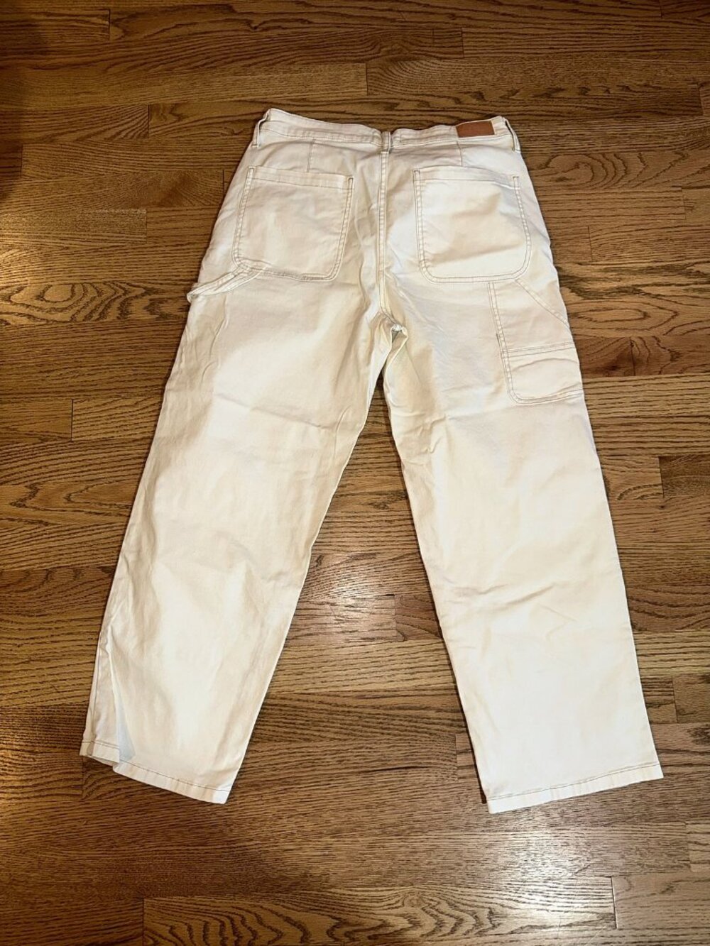 Pistola Cream White Carpenter Jeans Wide Leg Crop 28